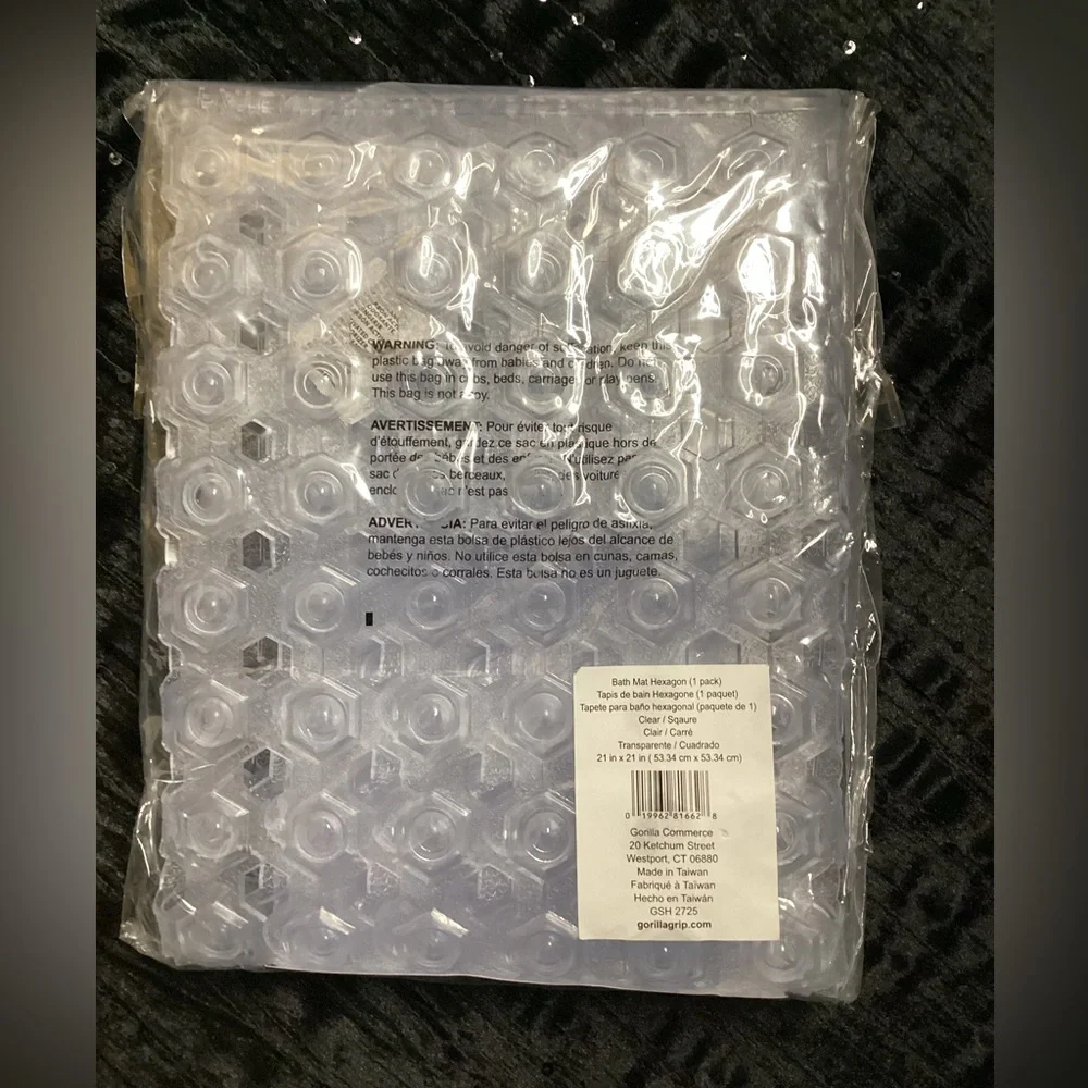 Gorilla Grip Clear Bath Mat Hexagon 21 inches x 21 inches